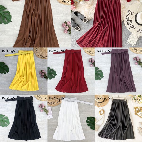 beiyingni 2020 autumn summer women skirt midi with belt pleated female skirts casual luxury korean faldas ladies saias chic jupe q1209, Black
beiyingni 2020 autumn summer women skirt midi with belt pleated female skirts casual luxury korean faldas ladies saias chic jupe q1209, Black