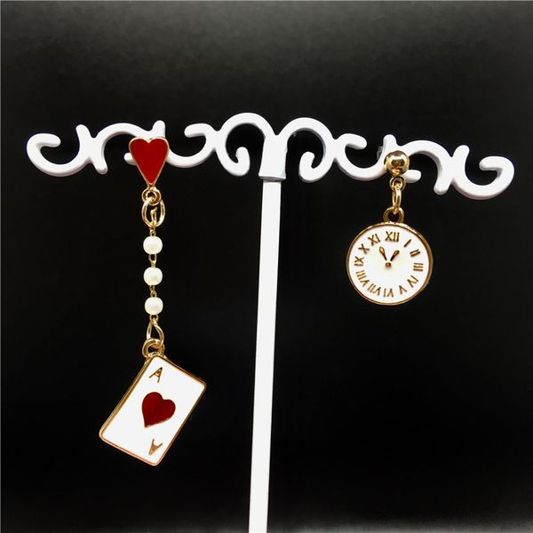 sexemara gold red peach alice dream clock dangle earrings poker card asymmetrical earring long created pearl fashion jewelry, Golden
sexemara gold red peach alice dream clock dangle earrings poker card asymmetrical earring long created pearl fashion jewelry, Golden