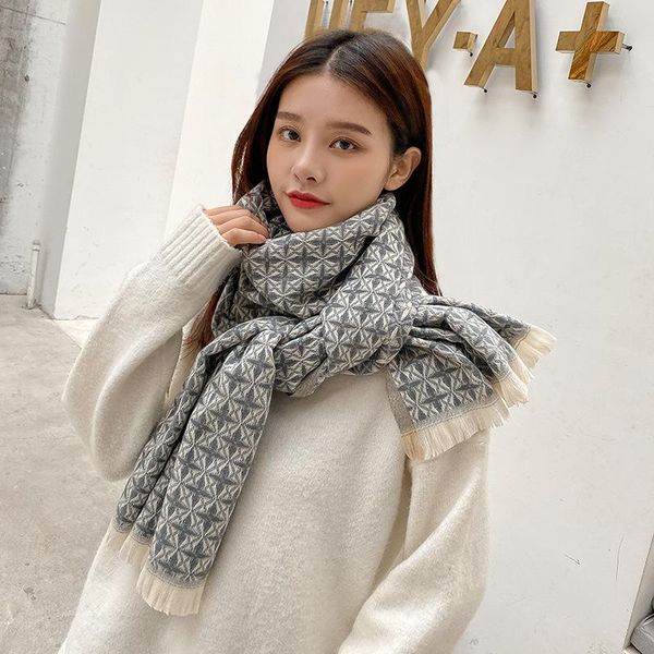 scarves for women's imitation cashmere thickened warm and color matching necktie women's versatile shawl student scarf, Blue;gray
scarves for women's imitation cashmere thickened warm and color matching necktie women's versatile shawl student scarf, Blue;gray