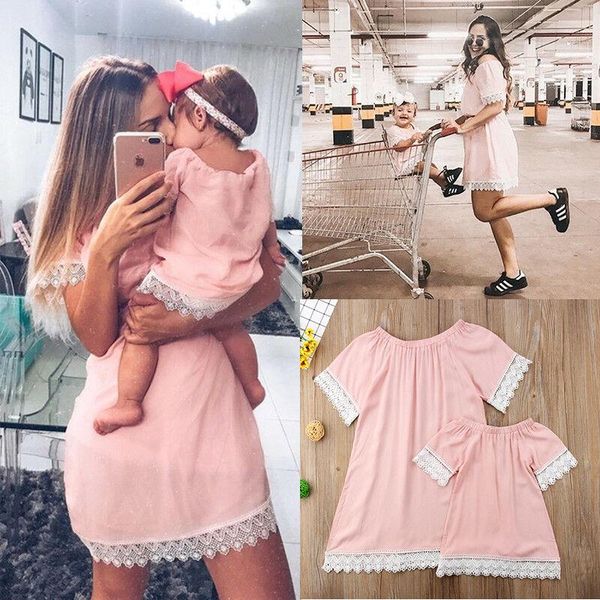 family matching outfits fashion dress mother and daughter girl lace pink a-line summer clothes, Blue
family matching outfits fashion dress mother and daughter girl lace pink a-line summer clothes, Blue