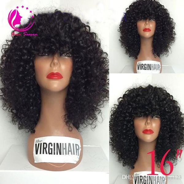 glueless brazilian hair kinky curly wig 150 density virgin short full lace wigs 10-20 inch lace front wig kinky curly wigs with full bangs, Black;brown
glueless brazilian hair kinky curly wig 150 density virgin short full lace wigs 10-20 inch lace front wig kinky curly wigs with full bangs, Black;brown