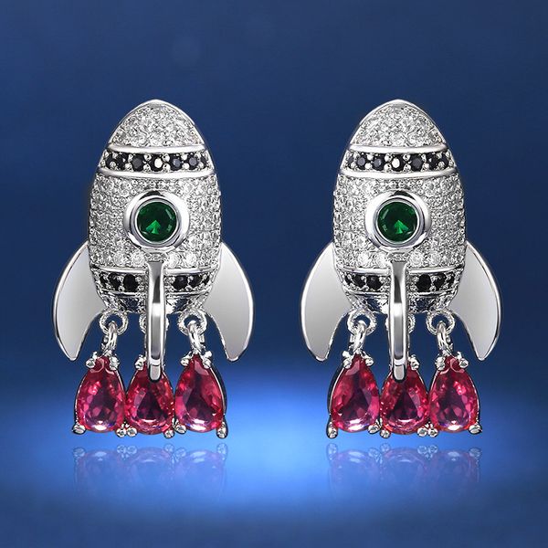 npkds cute rocket women earring full paved cz stones with red pear shape pendent stylish female accessories lovely gift earring, Golden
npkds cute rocket women earring full paved cz stones with red pear shape pendent stylish female accessories lovely gift earring, Golden