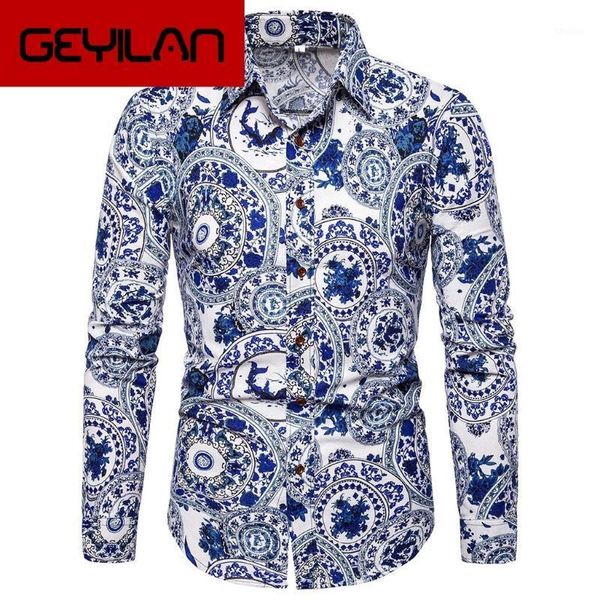 men's casual shirts fashion blue white floral print shirt men slim polyester comfort long sleeve men's shirts1, White;black
men's casual shirts fashion blue white floral print shirt men slim polyester comfort long sleeve men's shirts1, White;black
