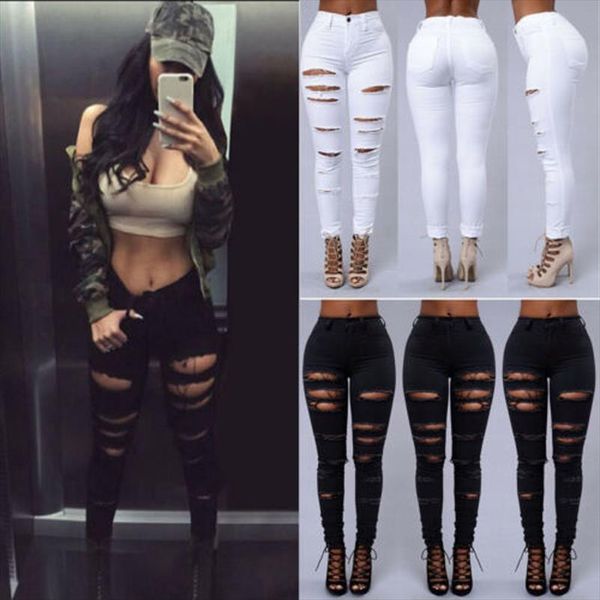 2019 skinny jeans women denim holes pants nbsp;destroyed pencil pants high waist casual trousers black white stretchy ripped jeans, Blue
2019 skinny jeans women denim holes pants nbsp;destroyed pencil pants high waist casual trousers black white stretchy ripped jeans, Blue