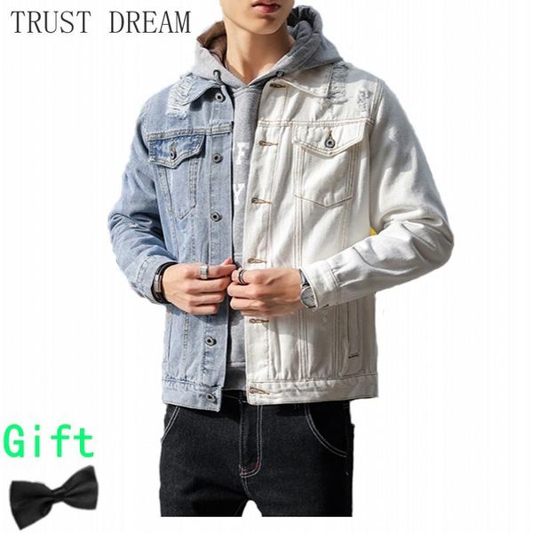 men's jackets 2021 man ripped denim blue white patchwork men destroyed hole hip hop cool coats mens punk chaqueta hombre plus size 5xl, Black;brown
men's jackets 2021 man ripped denim blue white patchwork men destroyed hole hip hop cool coats mens punk chaqueta hombre plus size 5xl, Black;brown