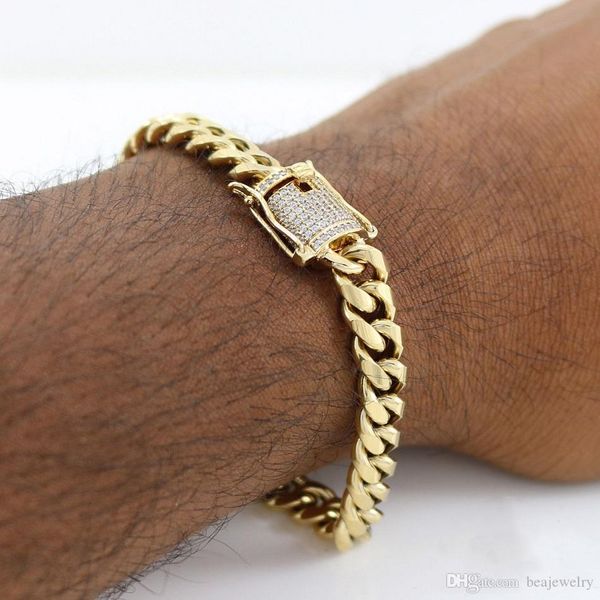 hip hop cuban miami link chain bracelet jewelry new fashion charm 10mm mens bling cubic zircon clasp iced out gold silver stainless steel ch, Black
hip hop cuban miami link chain bracelet jewelry new fashion charm 10mm mens bling cubic zircon clasp iced out gold silver stainless steel ch, Black