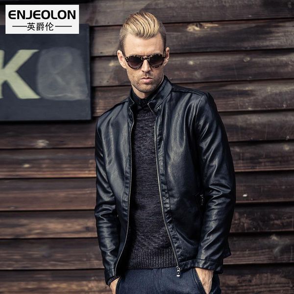 enjeolon brand new pu motorcycle leather jackets men, autumn winter clothing, zipper stand collar male casual black coats p222
enjeolon brand new pu motorcycle leather jackets men, autumn winter clothing, zipper stand collar male casual black coats p222