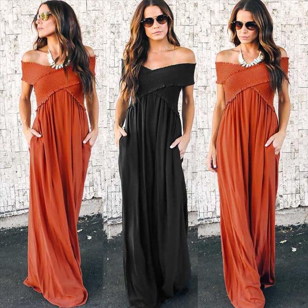 summer fashion sweet lady women boho solid black party dance holiday off shoulder maxi beach sundress party maxi long dress, Black;gray
summer fashion sweet lady women boho solid black party dance holiday off shoulder maxi beach sundress party maxi long dress, Black;gray