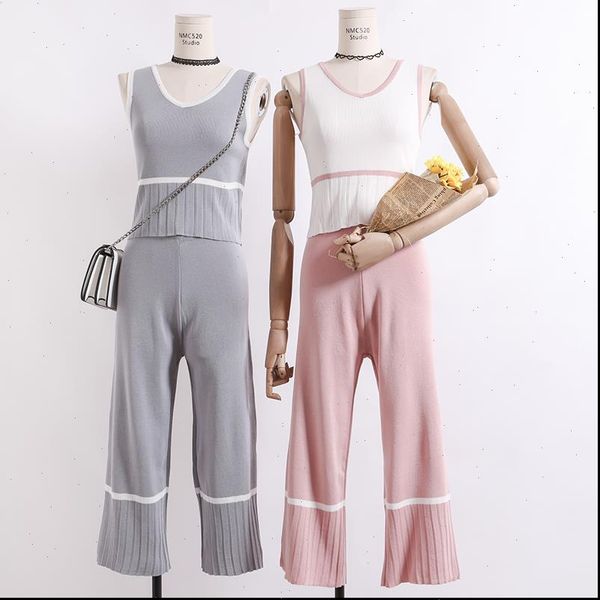 women tank wide leg pants knitted 2pcs clothing casual vest jumper pant knitting clothing suits, Gray
women tank wide leg pants knitted 2pcs clothing casual vest jumper pant knitting clothing suits, Gray
