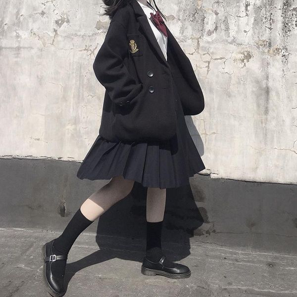 japanese jk college style jacket women 2020autumn and winter new loose temperament casual suit collar woolen coat tide1, White;black
japanese jk college style jacket women 2020autumn and winter new loose temperament casual suit collar woolen coat tide1, White;black