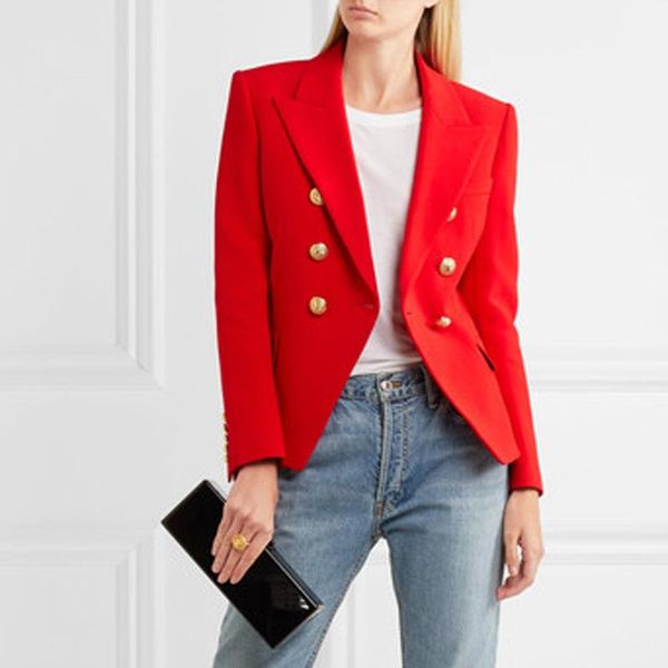 women's suits & blazers yaxez 2021 metal button double breasted winter coat women elegant long sleeve suit red outerwear, White;black
women's suits & blazers yaxez 2021 metal button double breasted winter coat women elegant long sleeve suit red outerwear, White;black