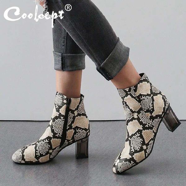 boots coolcept ankle for women plus size 34-48 fashion snake print square heel shoes fall winter retro zipper footwear, Black
boots coolcept ankle for women plus size 34-48 fashion snake print square heel shoes fall winter retro zipper footwear, Black