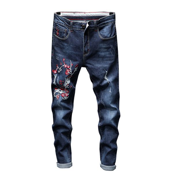 2019 ripped chinese style embroidery ny denim pants fashion new men's spring casual patch jeans plus size, Blue
2019 ripped chinese style embroidery ny denim pants fashion new men's spring casual patch jeans plus size, Blue