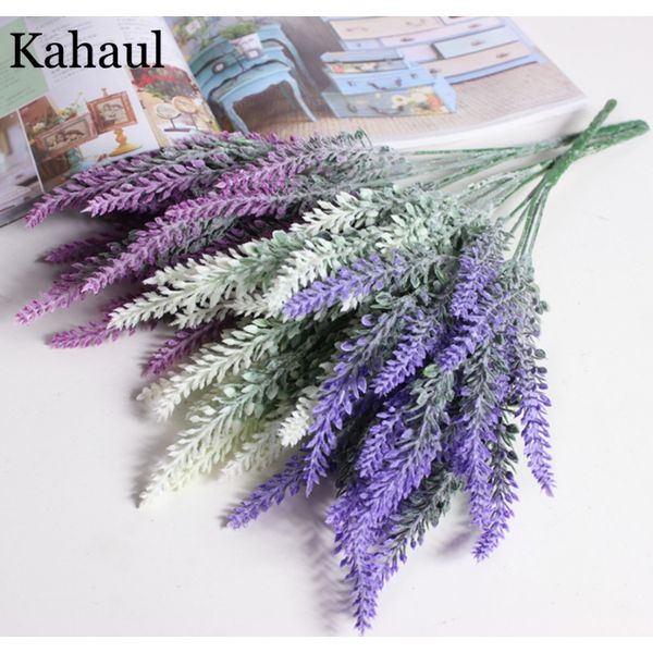 lavender plastic artificial flowers provence purple bouquet with green leaves wedding home table decoration fake flower f wmtumy