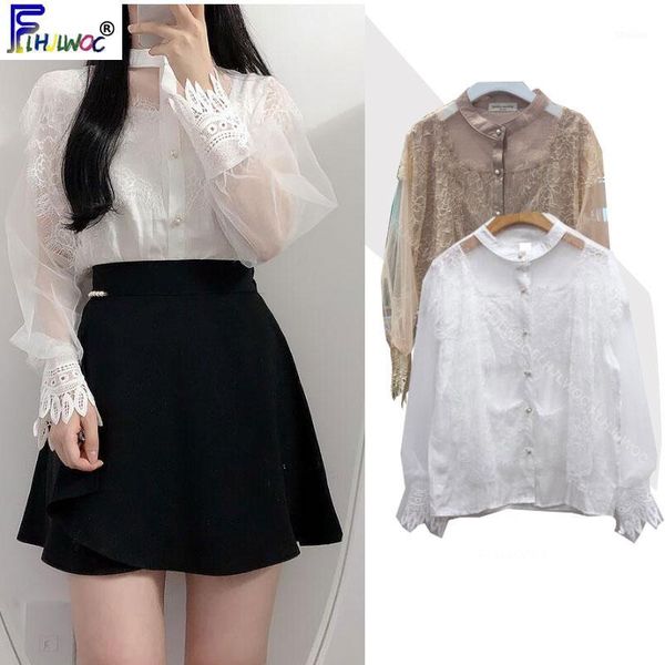 women's blouses & shirts 2021 spring summer cute women long sleeve korea japanese style vintage stand button white lace 120221
women's blouses & shirts 2021 spring summer cute women long sleeve korea japanese style vintage stand button white lace 120221