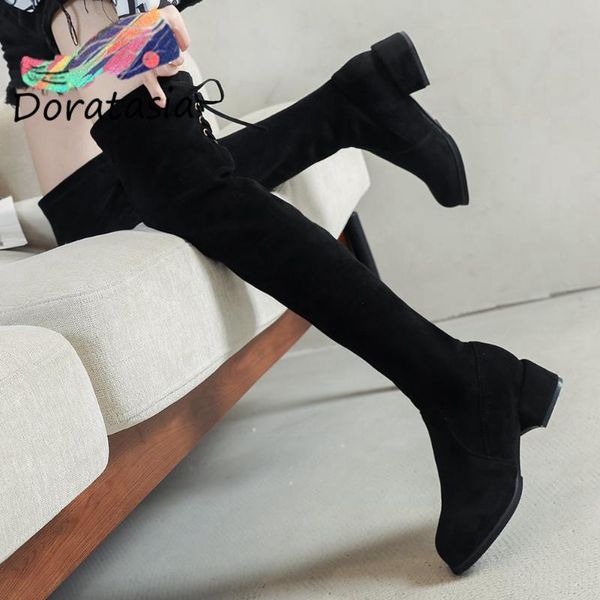 boots doratasia big size women lace up flock low heel knee high shoes winter casual over the, Black
boots doratasia big size women lace up flock low heel knee high shoes winter casual over the, Black