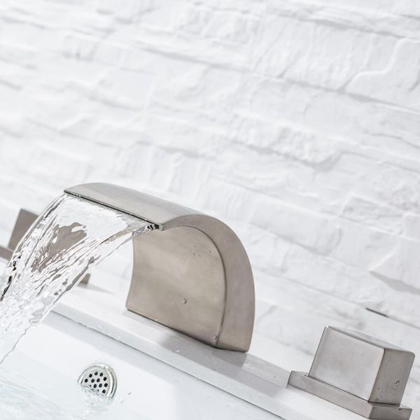 bathroom sink faucets azos 8-inch waterfall basin faucet widespread 3 hole double handles vanity brushed nickel1
bathroom sink faucets azos 8-inch waterfall basin faucet widespread 3 hole double handles vanity brushed nickel1