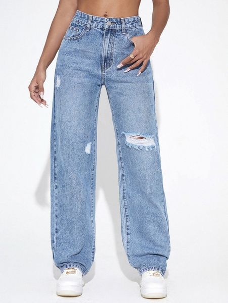 ripped boyfriend jeans 98g5#, Blue