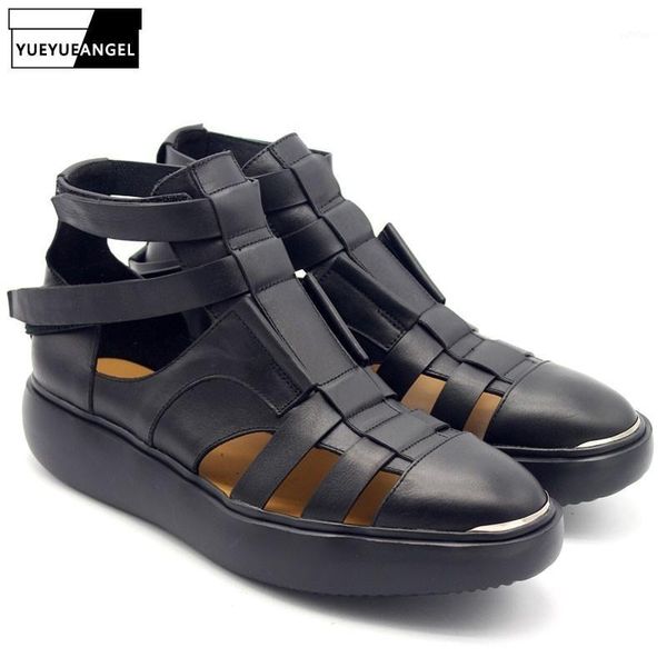 2020 new gothic thick platform mens high sandals summer straps beach hollow sandals handmade genuine leather shoes plus size1, Black
2020 new gothic thick platform mens high sandals summer straps beach hollow sandals handmade genuine leather shoes plus size1, Black