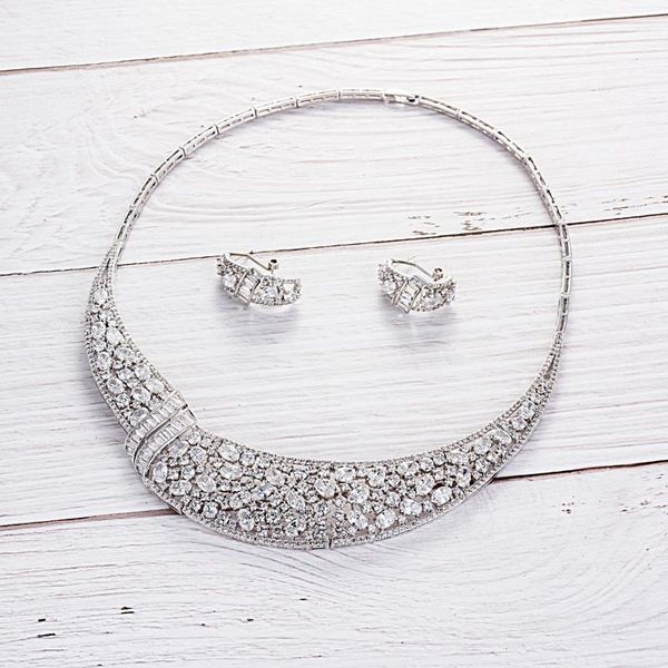 crystal cz cubic zirconia bridal wedding necklace earring set jewelry sets for women accessories cn10092, Silver
crystal cz cubic zirconia bridal wedding necklace earring set jewelry sets for women accessories cn10092, Silver