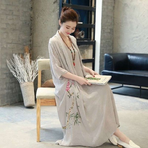 2020 new national style women's loose and elegant fake two piece cotton linen medium length dress, Black;gray
2020 new national style women's loose and elegant fake two piece cotton linen medium length dress, Black;gray