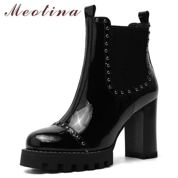 boots meotina winter ankle women natural genuine leather platform thick heels short rivets super high heel shoes lady fall, Black
boots meotina winter ankle women natural genuine leather platform thick heels short rivets super high heel shoes lady fall, Black
