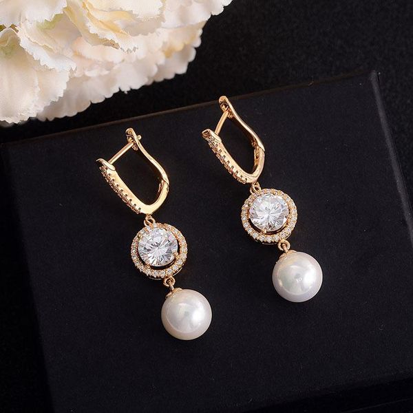 beautiful luxury women's round pearl long earings elegant flower pattern cz hoop earrings for woman crystal jewelry, Golden;silver
beautiful luxury women's round pearl long earings elegant flower pattern cz hoop earrings for woman crystal jewelry, Golden;silver