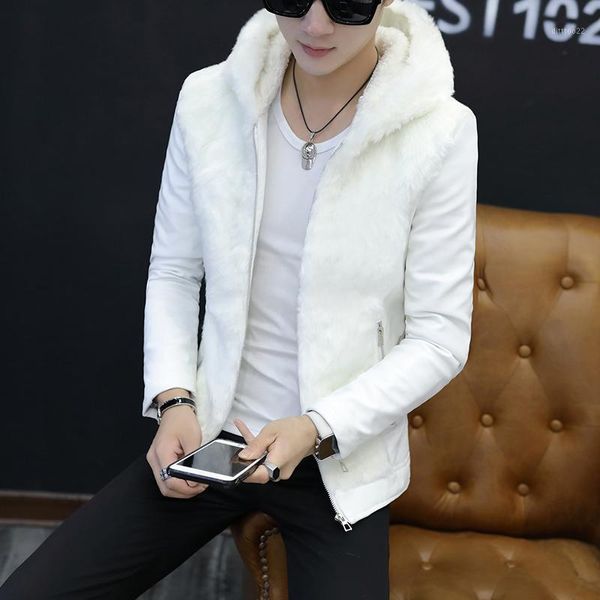 men's fur & faux in the fall and winter of 2021 young men pu leather hooded splicing fashion personality plush jackets1, Black
men's fur & faux in the fall and winter of 2021 young men pu leather hooded splicing fashion personality plush jackets1, Black