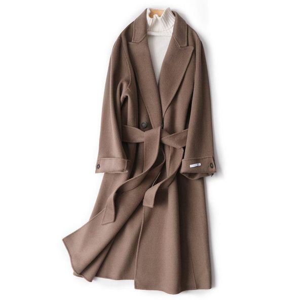women's wool & blends high-end double-sided cashmere coat 2021 autumn and winter korean version of the waist wide loose mid-length wool, Black
women's wool & blends high-end double-sided cashmere coat 2021 autumn and winter korean version of the waist wide loose mid-length wool, Black