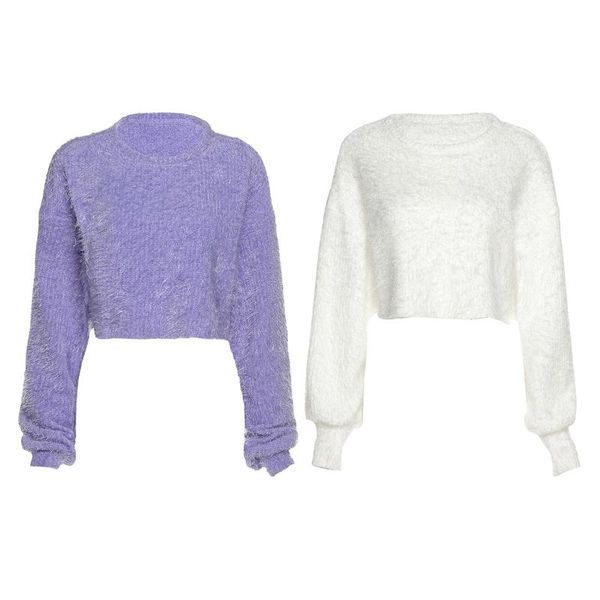 women long sleeve crew neck sweatshirt solid color fluffy fuzzy knitted harajuku casual loose jumper crop top, Black
women long sleeve crew neck sweatshirt solid color fluffy fuzzy knitted harajuku casual loose jumper crop top, Black