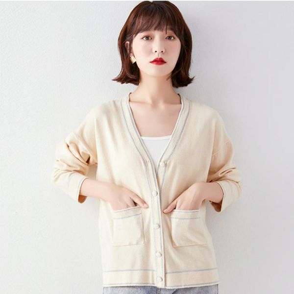 women's knits & tees korean style 2021 autumn spring women sweater fashion v neck casual long sleeve elegant female cardigan loose kint, White
women's knits & tees korean style 2021 autumn spring women sweater fashion v neck casual long sleeve elegant female cardigan loose kint, White