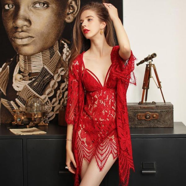 women's lace see through kimono sleep robe babydoll lingerie cover up mesh nightgowns lover sex1, Black;red
women's lace see through kimono sleep robe babydoll lingerie cover up mesh nightgowns lover sex1, Black;red