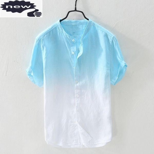 summer mens button up shirt casual loose fit linen gradient single breasted man harajuku mandarin collar short sleeve shirts c1210, White;black
summer mens button up shirt casual loose fit linen gradient single breasted man harajuku mandarin collar short sleeve shirts c1210, White;black