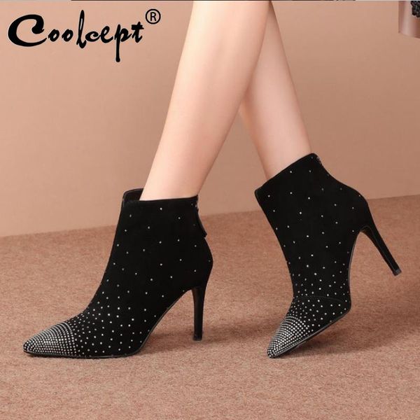 coolcept women fashion short boots pointed toe with crystal shoes women warm fur thin high heels back zipper footwear size 34-39, Black
coolcept women fashion short boots pointed toe with crystal shoes women warm fur thin high heels back zipper footwear size 34-39, Black