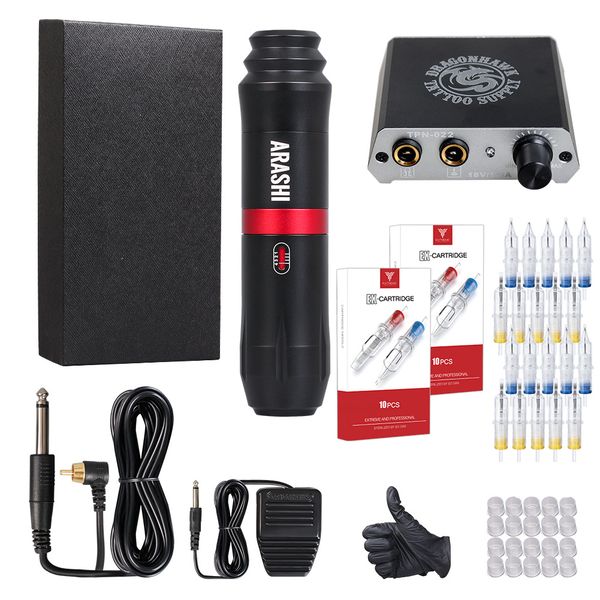 Dragonhawk ARASHI Rotary Tattoo Kit Hybrid Pen Machine Gun Power Supply Needles D3069-
Dragonhawk ARASHI Rotary Tattoo Kit Hybrid Pen Machine Gun Power Supply Needles D3069-