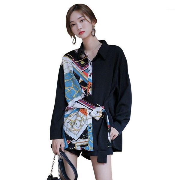 spring and autumn women's lapel long sleeve single-breasted printed shirt black loose fashion casual slimming personalized shirt1, White
spring and autumn women's lapel long sleeve single-breasted printed shirt black loose fashion casual slimming personalized shirt1, White