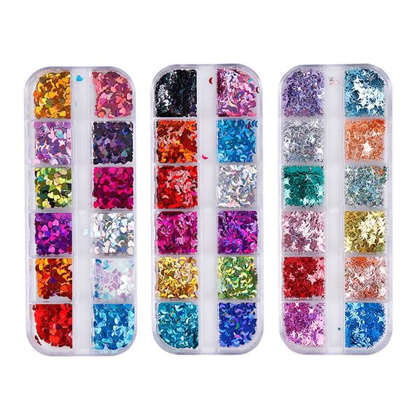 12grids moon heart star holographic nail art sequins glitter flakes set flakes polish decor phone case business card decoration, Silver;gold
12grids moon heart star holographic nail art sequins glitter flakes set flakes polish decor phone case business card decoration, Silver;gold