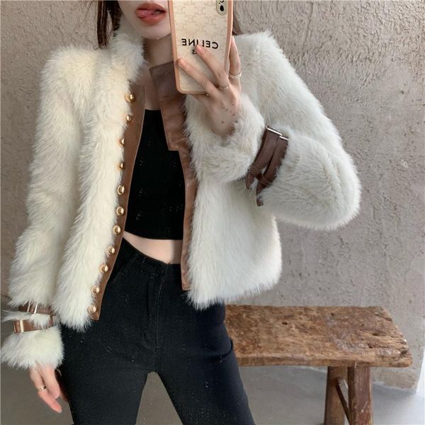 lucyever thick warm faux fur women's coats 2020 winter vintage spliced long sleeve coat woman metal buckle elegant mujer, Black
lucyever thick warm faux fur women's coats 2020 winter vintage spliced long sleeve coat woman metal buckle elegant mujer, Black