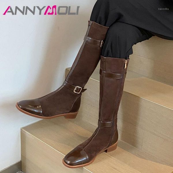 boots annymoli women riding shoes buckle real leather mid heel long square toe zip block heels knee high brown 33-401, Black
boots annymoli women riding shoes buckle real leather mid heel long square toe zip block heels knee high brown 33-401, Black