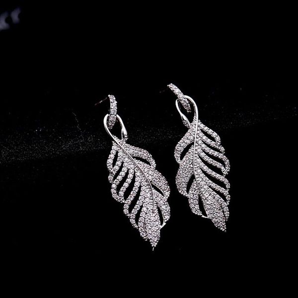 trendy cubic zirconia crystal feather long earrings silver plating leaf plant earrings for women fashion jewelry 2020
trendy cubic zirconia crystal feather long earrings silver plating leaf plant earrings for women fashion jewelry 2020