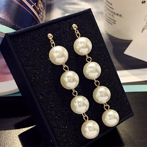 european and american exaggerated large pearl tassel long earrings korea wild simple temperament earrings japanese and korean w, Golden;silver
european and american exaggerated large pearl tassel long earrings korea wild simple temperament earrings japanese and korean w, Golden;silver