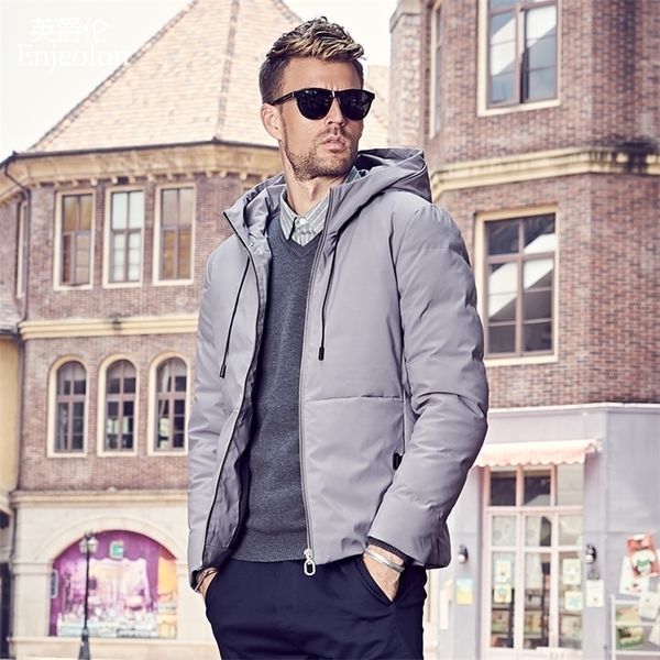 enjeolon brand thicken winter down hooded jacket men light down coat for men hoodies parka coat 3xl down parka male yr918 201104, Black 
enjeolon brand thicken winter down hooded jacket men light down coat for men hoodies parka coat 3xl down parka male yr918 201104, Black
