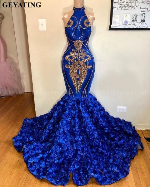 sparkly royal blue and gold mermaid 3d rose flowers prom dress for black girls high neck plus size african formal evening dress1, White;black
sparkly royal blue and gold mermaid 3d rose flowers prom dress for black girls high neck plus size african formal evening dress1, White;black
