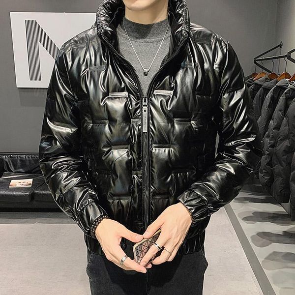 men's winter down jacket men 2020 fashion warm slim fit reflective jackets coat soft shell casual solid color jacket for men, Black
men's winter down jacket men 2020 fashion warm slim fit reflective jackets coat soft shell casual solid color jacket for men, Black