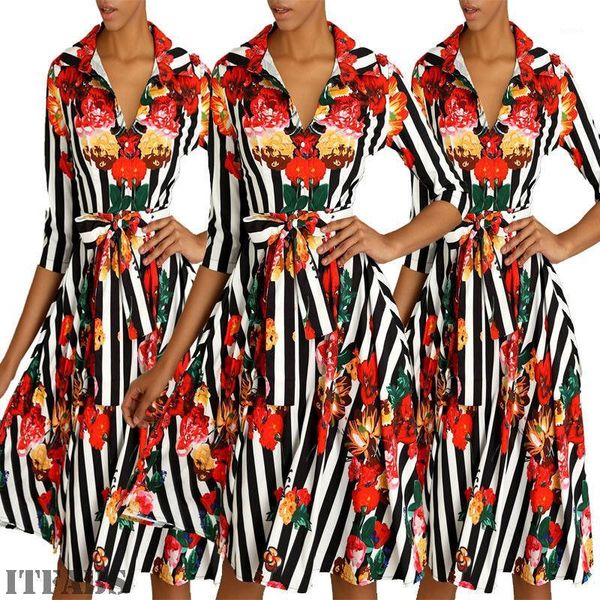 women midi dresses bohemia turn down collar half sleeve floral print sashes ethnic summer beach female split stylish style dress1, Black;gray
women midi dresses bohemia turn down collar half sleeve floral print sashes ethnic summer beach female split stylish style dress1, Black;gray