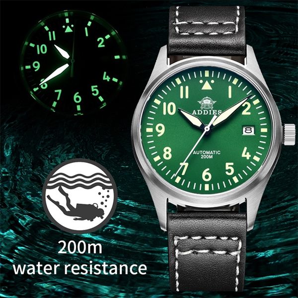 automatic mechanical men's watch sapphire crystal stainless steel nh35 pilot watch1940 leather waterproof automatic watch men 201208, Slivery;brown
automatic mechanical men's watch sapphire crystal stainless steel nh35 pilot watch1940 leather waterproof automatic watch men 201208, Slivery;brown