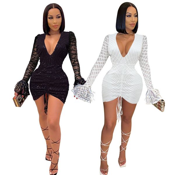 k9791 european and american plus size dress cross-border autumn winter sequined ostrich feather nightclub skirt, White;black
k9791 european and american plus size dress cross-border autumn winter sequined ostrich feather nightclub skirt, White;black