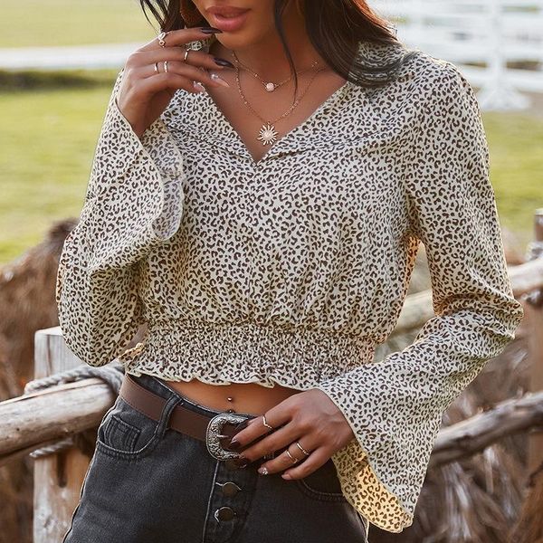 women's blouses & shirts leopard shirt turn-down collar flare long sleeve blouse female spring cropped casual v-neck corset 2021, White
women's blouses & shirts leopard shirt turn-down collar flare long sleeve blouse female spring cropped casual v-neck corset 2021, White