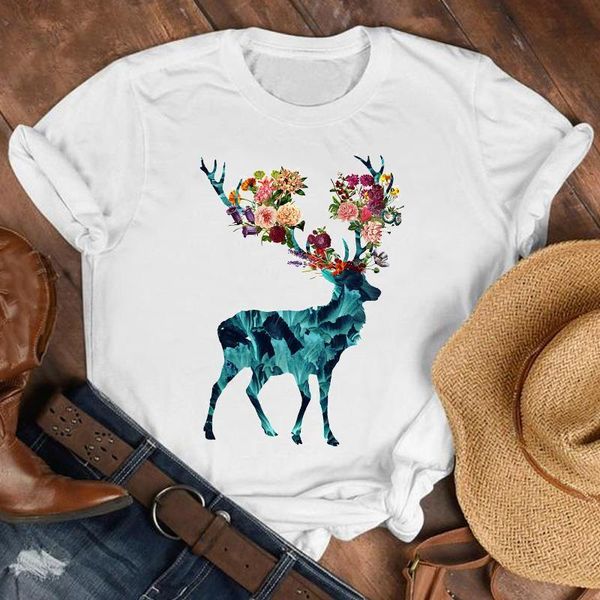 women lady deer animal flower floral fashion 90s printing shirt clothes tshirt tee womens female print t graphic t-shirt, White
women lady deer animal flower floral fashion 90s printing shirt clothes tshirt tee womens female print t graphic t-shirt, White