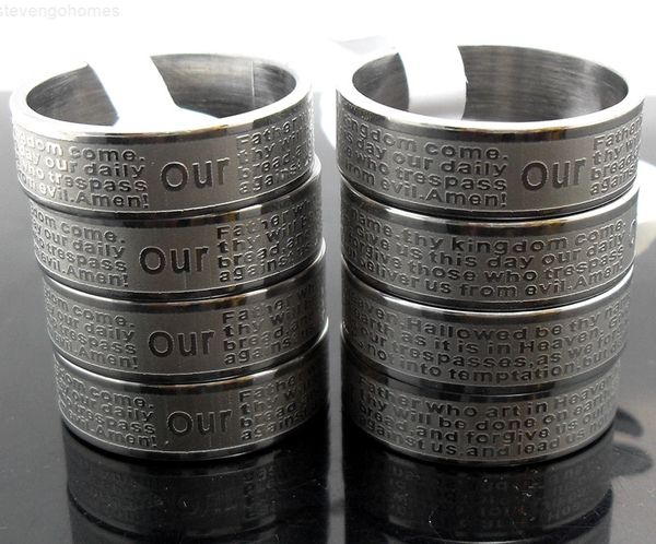 stainless bulk 100x our father lords prayer steel etched rings wholesale bible men women jewelry lots, Silver 
stainless bulk 100x our father lords prayer steel etched rings wholesale bible men women jewelry lots, Silver